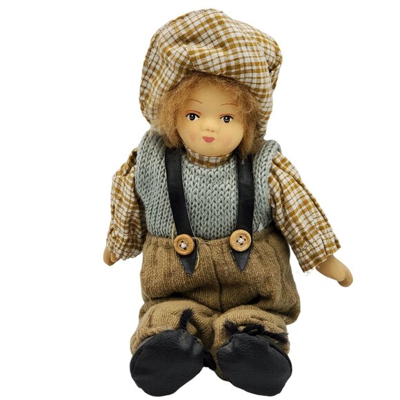 Vintage Ragamuffin Boy & Girl Porcelain & Sawdust Dolls Hand Painted Faces - Picture 5 of 9